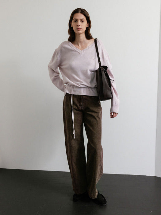 Loeuvre String Curved Loose Jeans