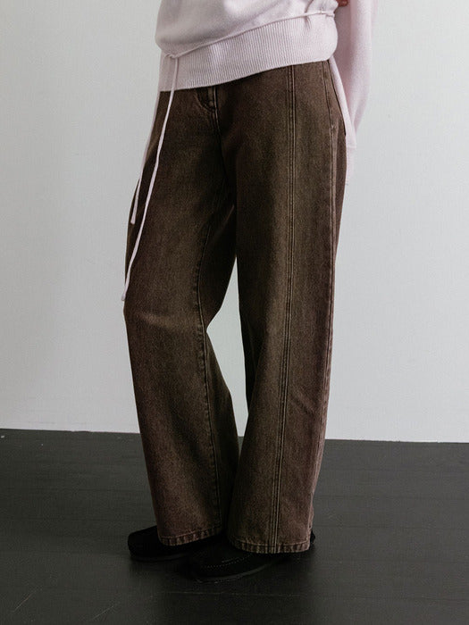 Loeuvre String Curved Loose Jeans