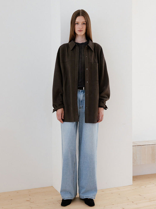 Loeuvre Suede Belted Shirt Jacket