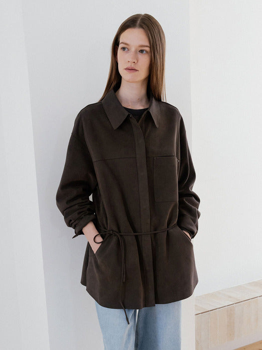 Loeuvre Suede Belted Shirt Jacket