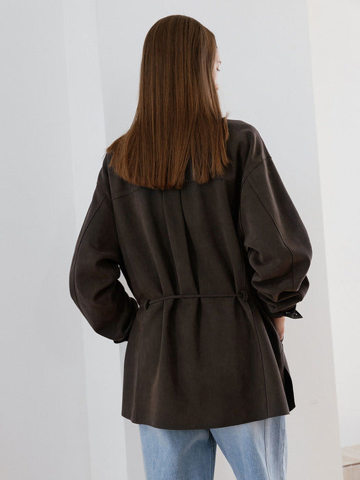 Loeuvre Suede Belted Shirt Jacket