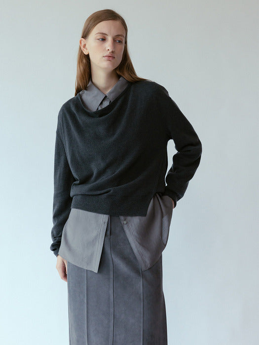 Loeuvre Cowl Neck Pullover Knit Top