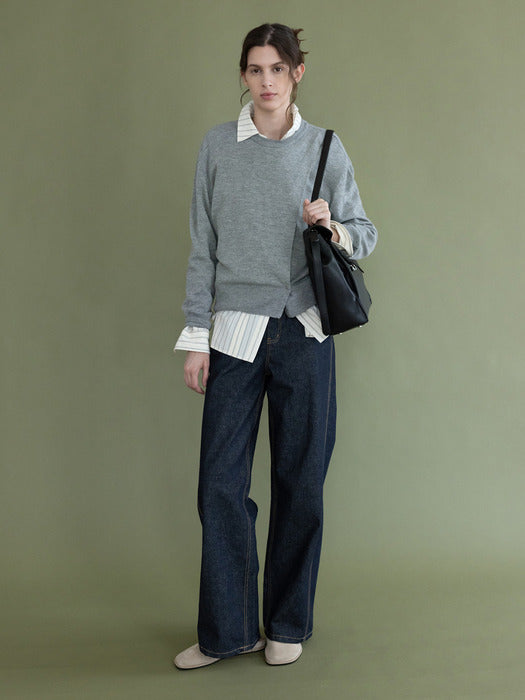 Loeuvre Side Slit Wrap Knit Pullover