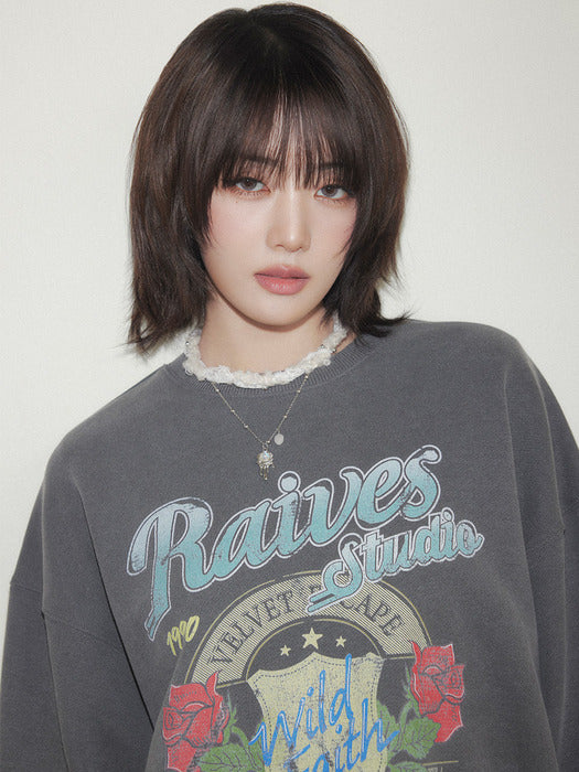 [raive] Wild Faith Rose Sweatshirt VW5AE139_2color
