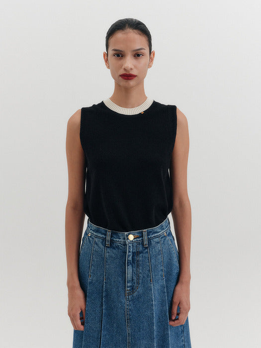 Eenk Color Block Sleeveless Knitwear - 4 Colors B for Binding