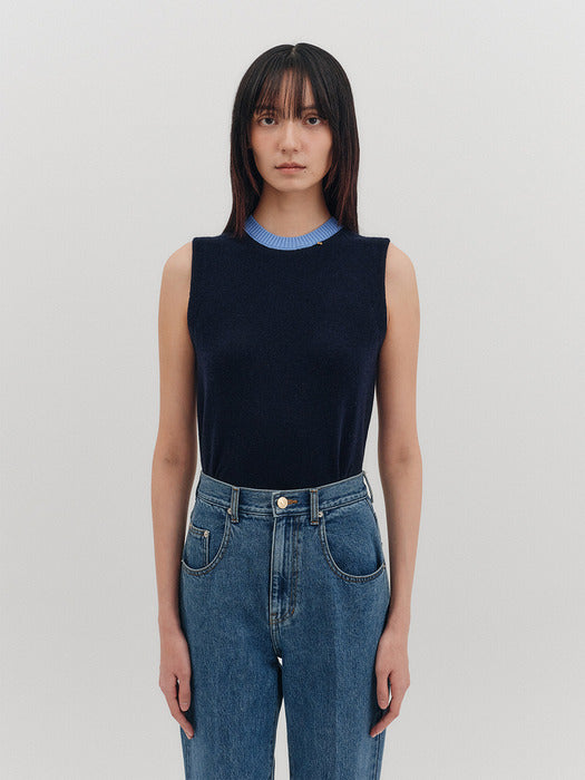 Eenk Color Block Sleeveless Knitwear - 4 Colors B for Binding