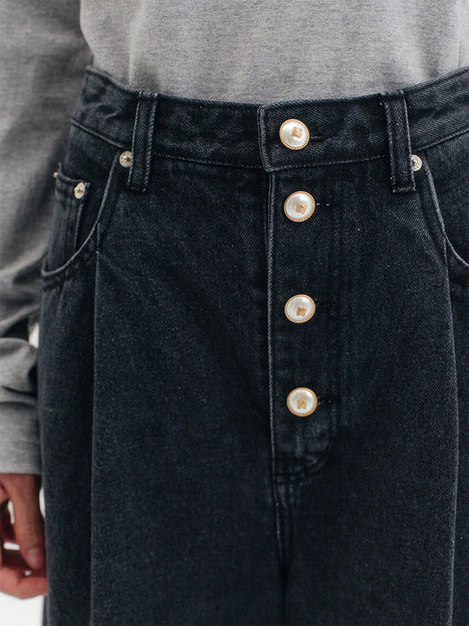 Eenk High Button Wide Denim - 2 Colors B for Binding