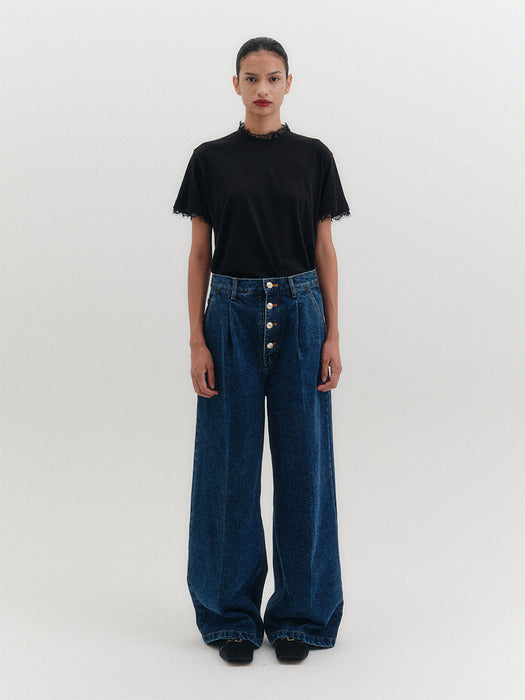 Eenk High Button Wide Denim - 2 Colors B for Binding