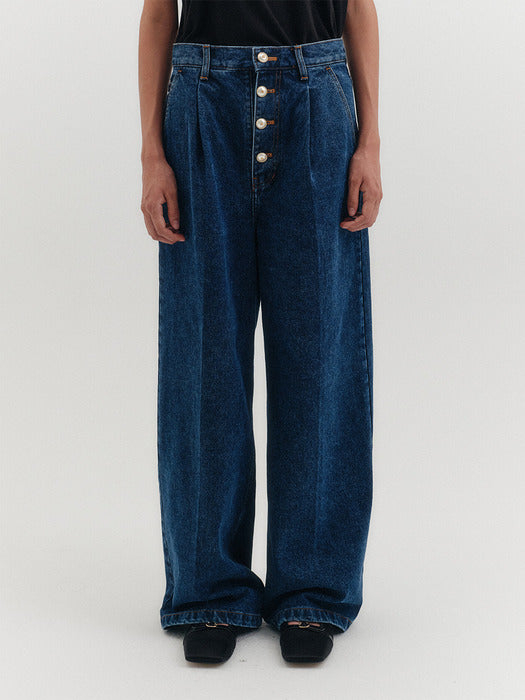 Eenk High Button Wide Denim - 2 Colors B for Binding
