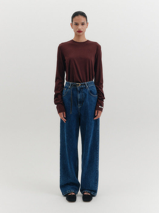 [EENK] 002 High-Waisted Belted Straight Denim - 4 Colors_B for Binding