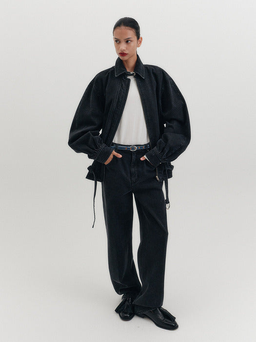 [EENK] 002 High-Waisted Belted Straight Denim - 4 Colors_B for Binding