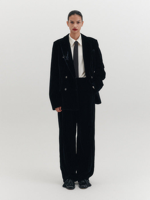 Eenk Velvet Straight Pants - Black B for Binding
