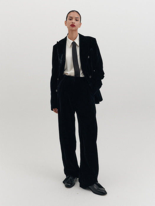 Eenk Velvet Straight Pants - Black B for Binding