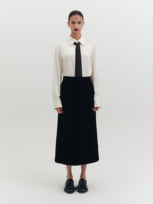 Eenk Velvet A-line Long Skirt - Black B for Binding