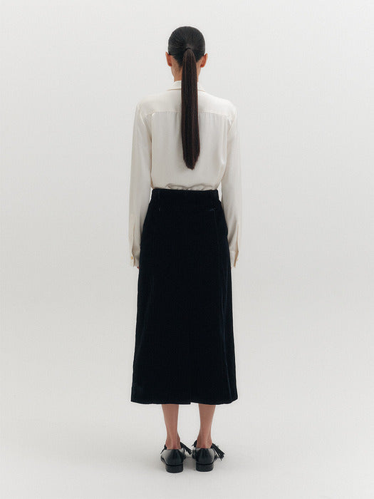 Eenk Velvet A-line Long Skirt - Black B for Binding