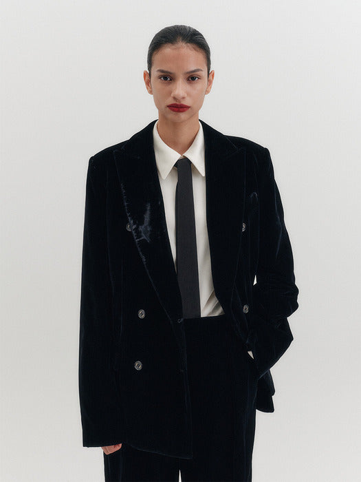 Eenk Tailored Velvet Double Jacket - Black B for Binding