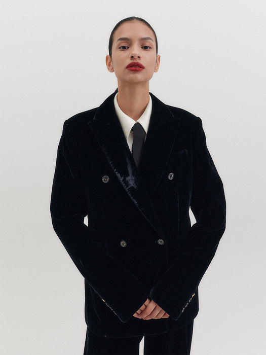 [EENK] Tailored Velvet Double Jacket - Black_B for Binding