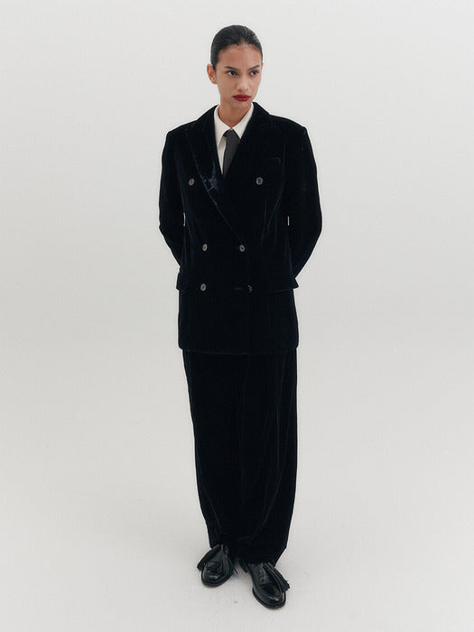 [EENK] Tailored Velvet Double Jacket - Black_B for Binding