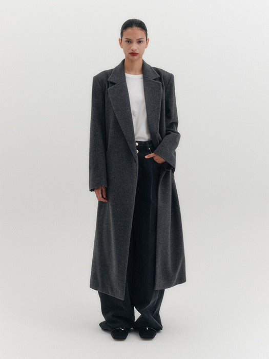 Eenk Cashmere Blend Belted Coat - Gray B for Binding
