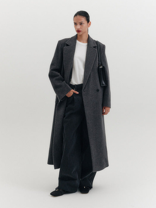 Eenk Cashmere Blend Belted Coat - Gray B for Binding