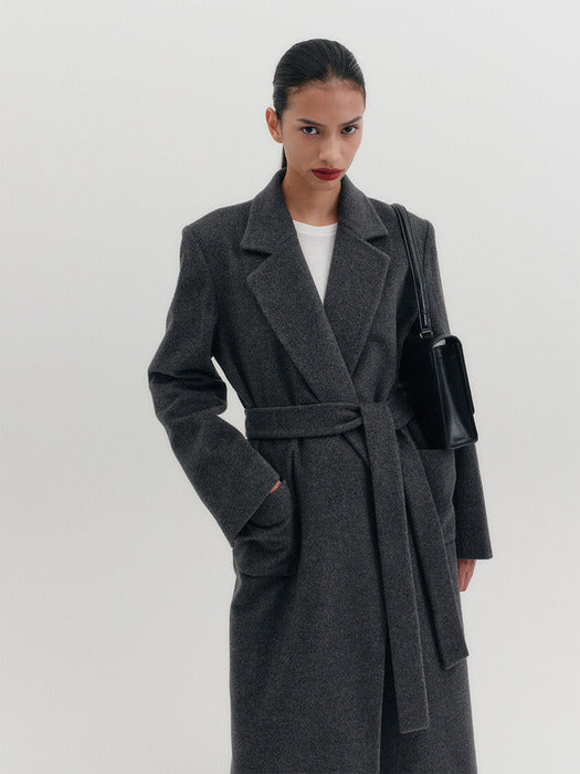 Eenk Cashmere Blend Belted Coat - Gray B for Binding