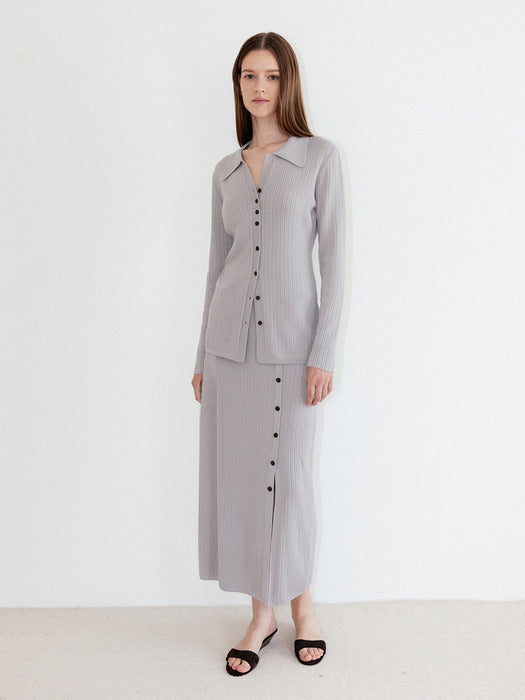Loeuvre V-neck Open Collar Slim Cardigan & Bustier