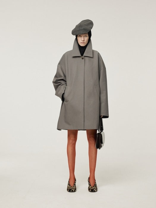 [recto] OVERSIZED HALF COAT (STONE GREY)