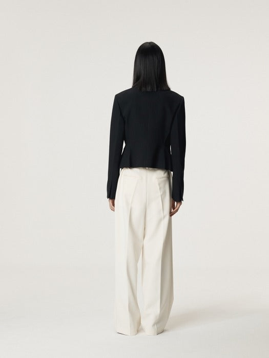 [recto] BUTTON DETAIL SHORT JACKET (BLACK)