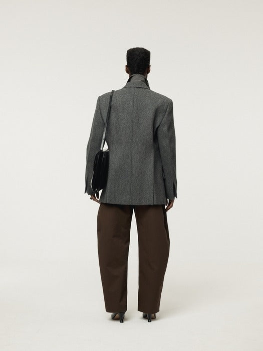 [recto] DOUBLE BREASTED TAILORED WOOL JACKET (CHARCOAL GREY)