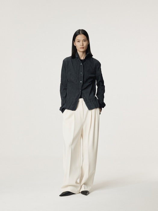 [recto] WHOLE CREASE BLOUSE (DARK NAVY)