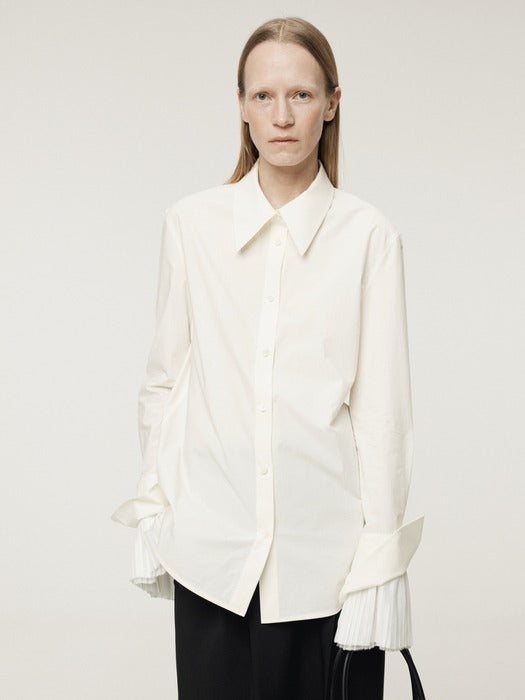 [recto] PLEATS CUFFS POINT SHIRT (CREAM)
