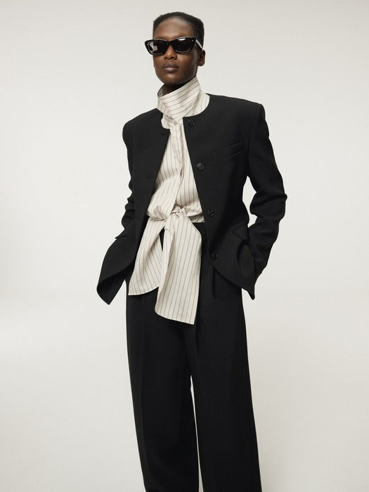 [recto] DOUBLE LAYER STRIPE SHIRT (PALE BEIGE)