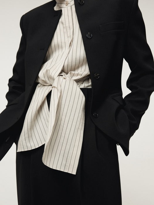 [recto] DOUBLE LAYER STRIPE SHIRT (PALE BEIGE)