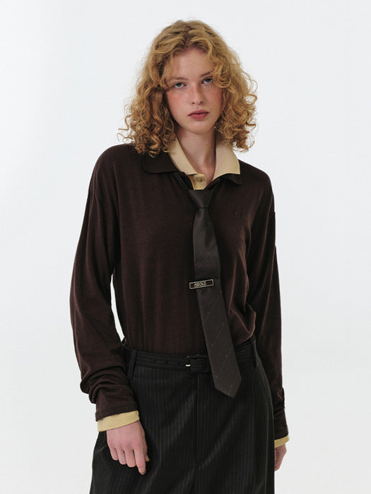 Grove 25Fw Faye Collar L/S T-Shirt (Wine)