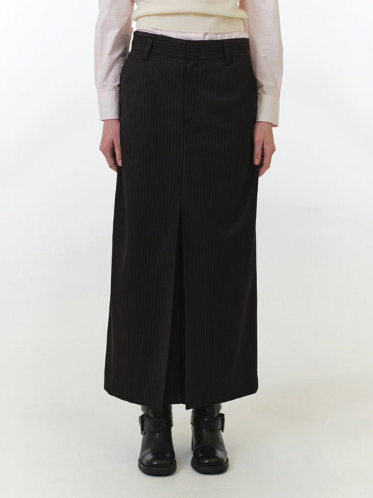 Grove 25Fw Nixie Stripe Long Skirt (Brown Stripe)
