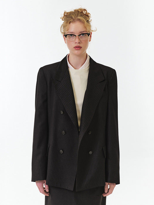 Grove 25Fw Nixie Stripe Double Jacket (Brown Stripe)
