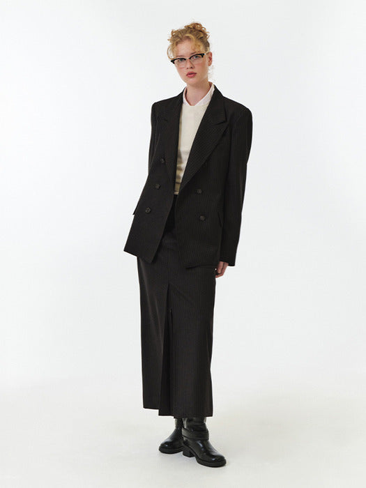Grove 25Fw Nixie Stripe Double Jacket (Brown Stripe)