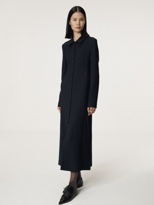 Recto Slim Fit Shirt Dress (Dark Navy)