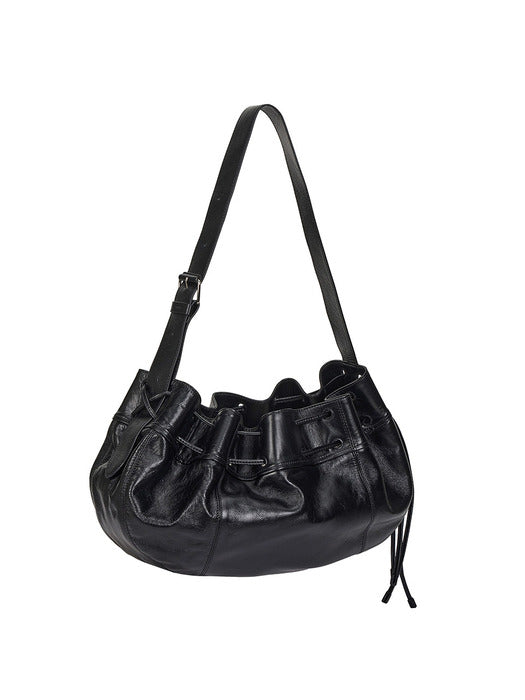 [vunque] Perfec Wave String Leather Hobo L (Perfec Wave String Leather Hobo Large) Black