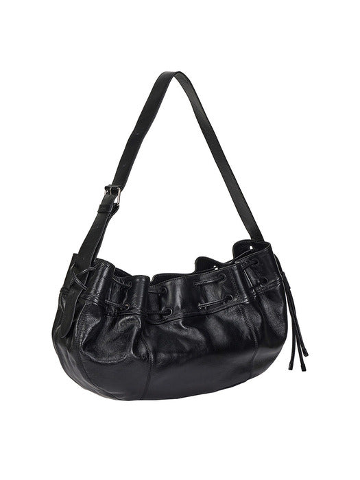 [vunque] Perfec Wave String Leather Hobo L (Perfec Wave String Leather Hobo Large) Black