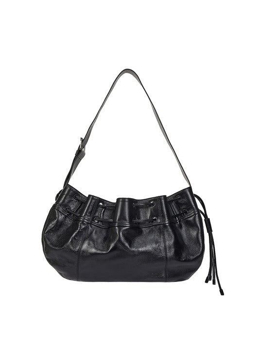 Perfec Wave String Leather Hobo L, Black