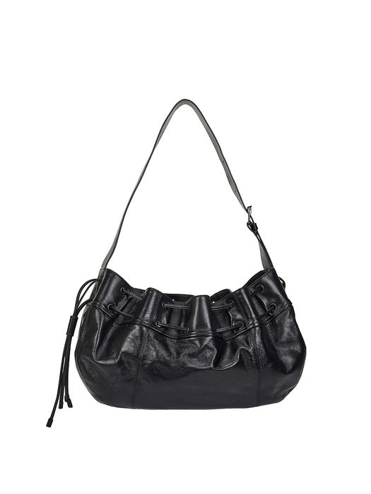 Perfec Wave String Leather Hobo L, Black