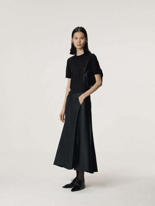 Recto RC Embroidery Sheer Knit Top (Black)