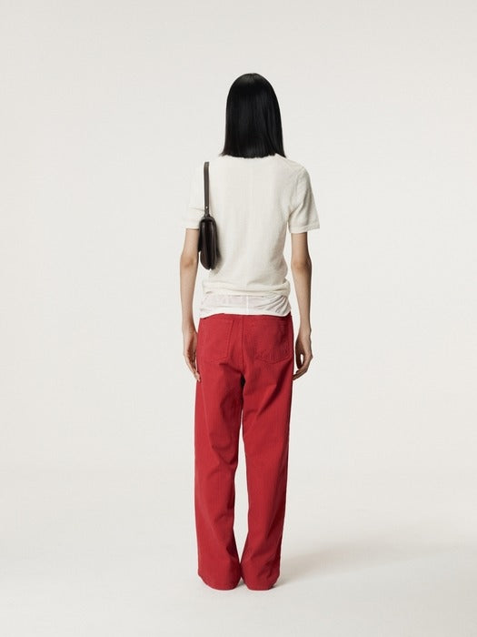Recto RC Embroidery Sheer Knit Top (Cream)
