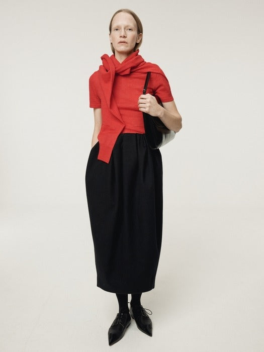 [recto] RC EMBROIDERY SHEER KNIT TOP (SCALET RED)