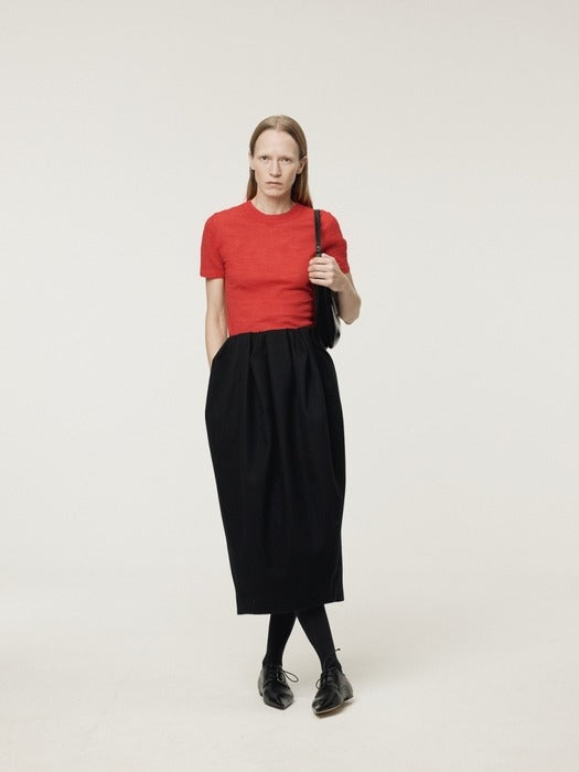 [recto] RC Embroidery Sheer Knit Top (Scalet Red)