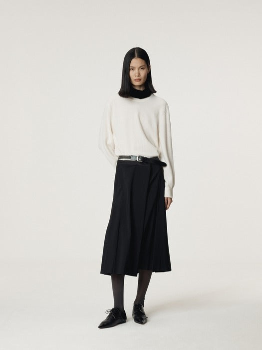 [recto] SHIRT CUFFS DETAIL KNIT TOP (CREAM)