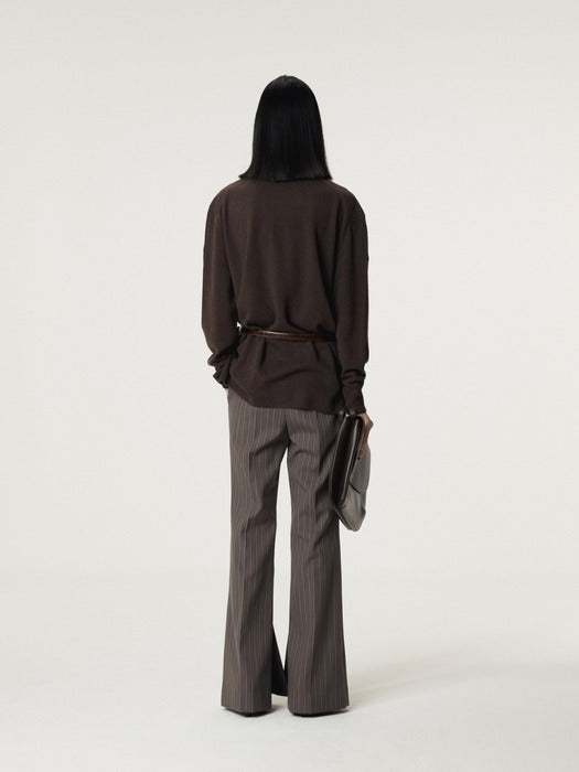 Recto Layered Cardigan Knit Top (Dark Chocolate)