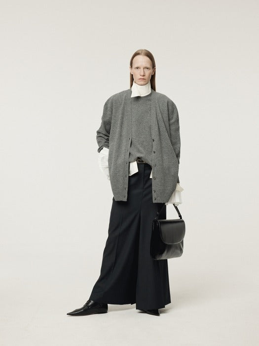 Recto Layered Cardigan Knit Top (Melange Grey)