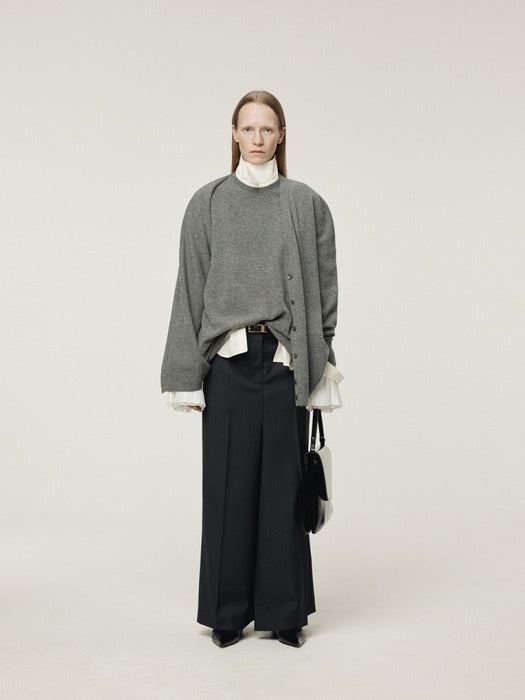 Recto Layered Cardigan Knit Top (Melange Grey)
